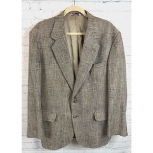 STAFFORD white black brown check wool silk blend mens jacket blazer 43R